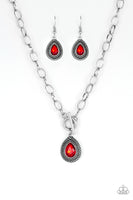 Sheer Queen Necklace with Earrings - Red