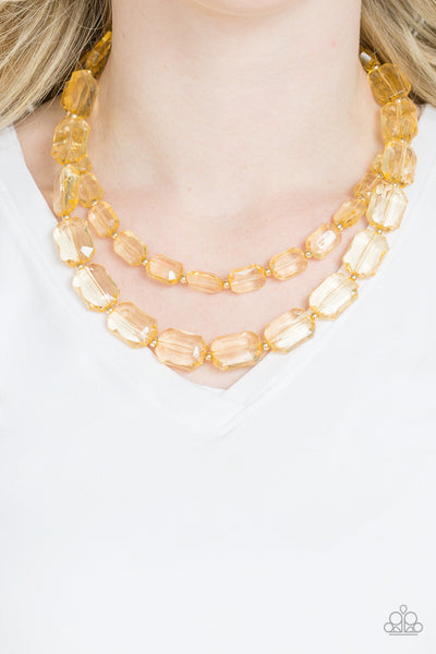 Ice Bank Necklace with Earrings - Gold