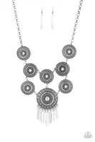 Modern Medalist Necklace with Earrings - Silver