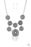 Modern Medalist Necklace with Earrings - Silver