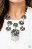 Modern Medalist Necklace with Earrings - Silver