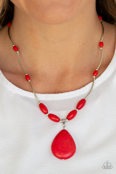 Explore The Elements Necklace with Earrings - Red