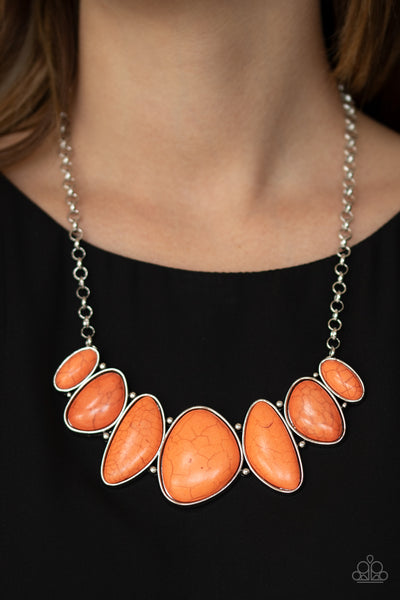 Primitive Necklace and Earrings Set- Orange