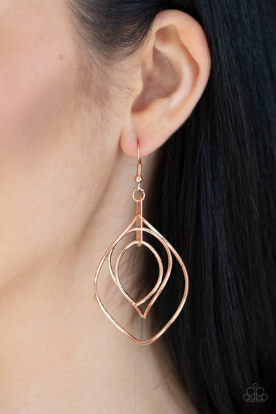 Asymmetrical Allure Copper Earrings - Copper