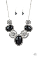 The Medallion-aire Necklace with Earrings - Black