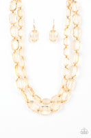 Ice Bank Necklace with Earrings - Gold