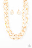 Ice Bank Necklace with Earrings - Gold