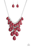 Shop til You Teardop Necklace with Earrings - Red