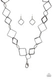 Backed into a Corner Necklace with Earrings - Black