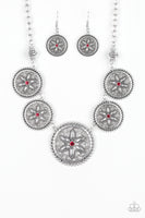 Written in the Star Lilies Necklace with Earrings - Red