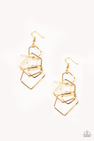 Paparazzi Five Sided Fabulous Earrings - Gold