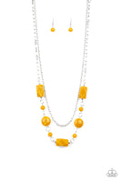 Colorfully Cosmopolitan Necklace with Earrings - Yellow