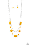 Colorfully Cosmopolitan Necklace with Earrings - Yellow
